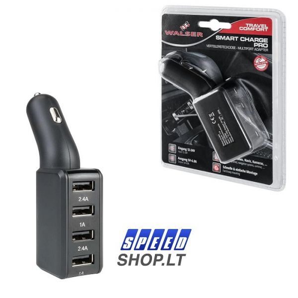 4 USB Automobilinis įkroviklis WALSER